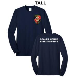 Scales Mound Fire Tall Long Sleeve Tee-Navy