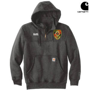 Scales Mound Fire Carhartt Rain Defender Paxton Heavyweight Hooded Zip Mock Sweatshirt-Carbon Heather