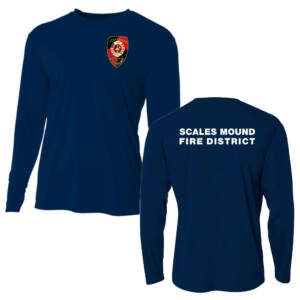 Scales Mound Fire Adult Cooling Performance long sleeve Crew Tee-Navy