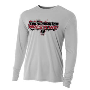 SH Wrestling Adult Cooling Performance long sleeve Crew Tee-Silver