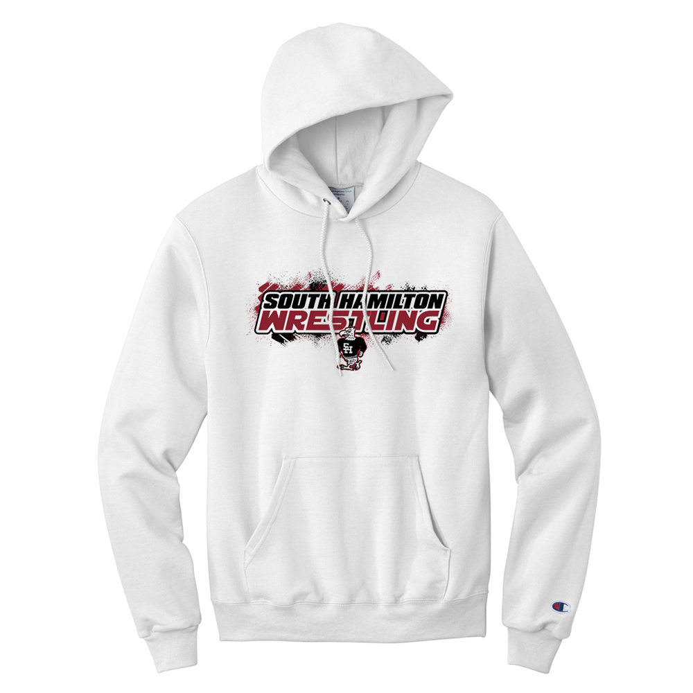 SH Wrestling CHAMPION 9 Oz. 50/50 Ecosmart Pullover Hood Unisex-White