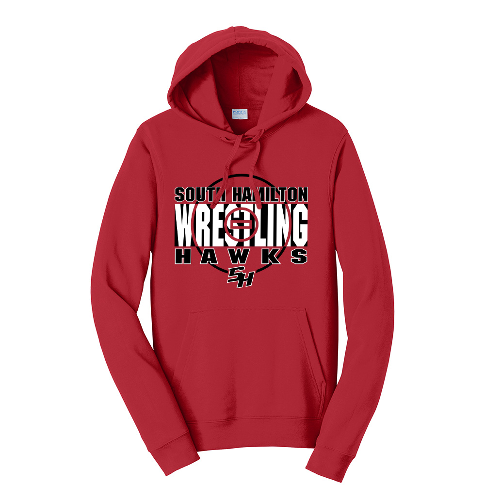 SH Wrestling Unisex Fan Favorite Fleece Pullover Hooded Sweatshirt-Team Cardinal