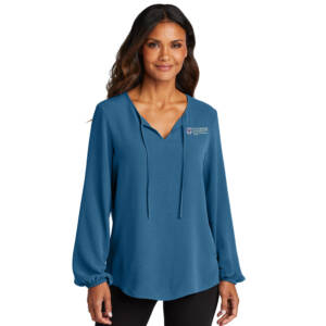 St Ambrose OT Port Authority Ladies Textured Crepe Blouse-Aegean Blue