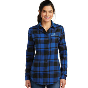 Total Solutions Port Authority Ladies Plaid Flannel Tunic – Royal/Black