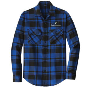 Total Solutions Port Authority Men Plaid Flannel Shirt -Royal/Black