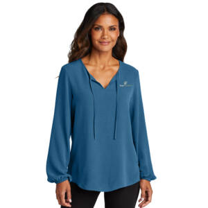 Total Solutions Port Authority Ladies Textured Crepe Blouse – Aegean Blue