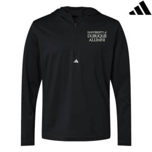 UD Alumni adidas Men’s Lightweight Quarter-Zip Hooded Pullover-Black