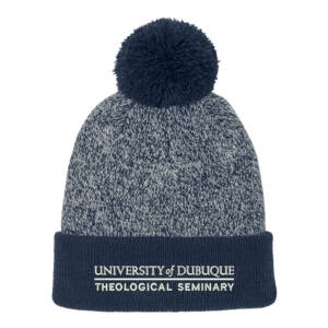 UD Theological Seminary Sport-Tek Halftime Heather Pom Beanie-Navy/Silver