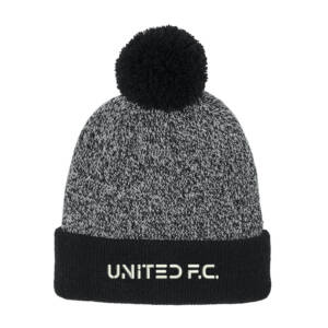 United Soccer Sport Tek Halftime Heather Pom Beanie – BlackSilver