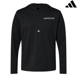 United Soccer adidas Men’s Lightweight Quarter-Zip Hooded Pullover-Black