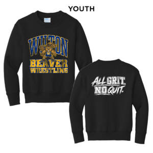 Wilton Women Wrestling  Youth Crewneck Sweatshirt -Black