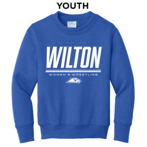 Wilton Women Wrestling  Youth Crewneck Sweatshirt -Royal