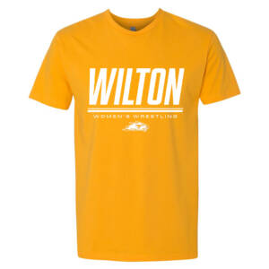 Wilton Women Wrestling Unisex Next Level Premium Fitted Short Sleeve-Gold